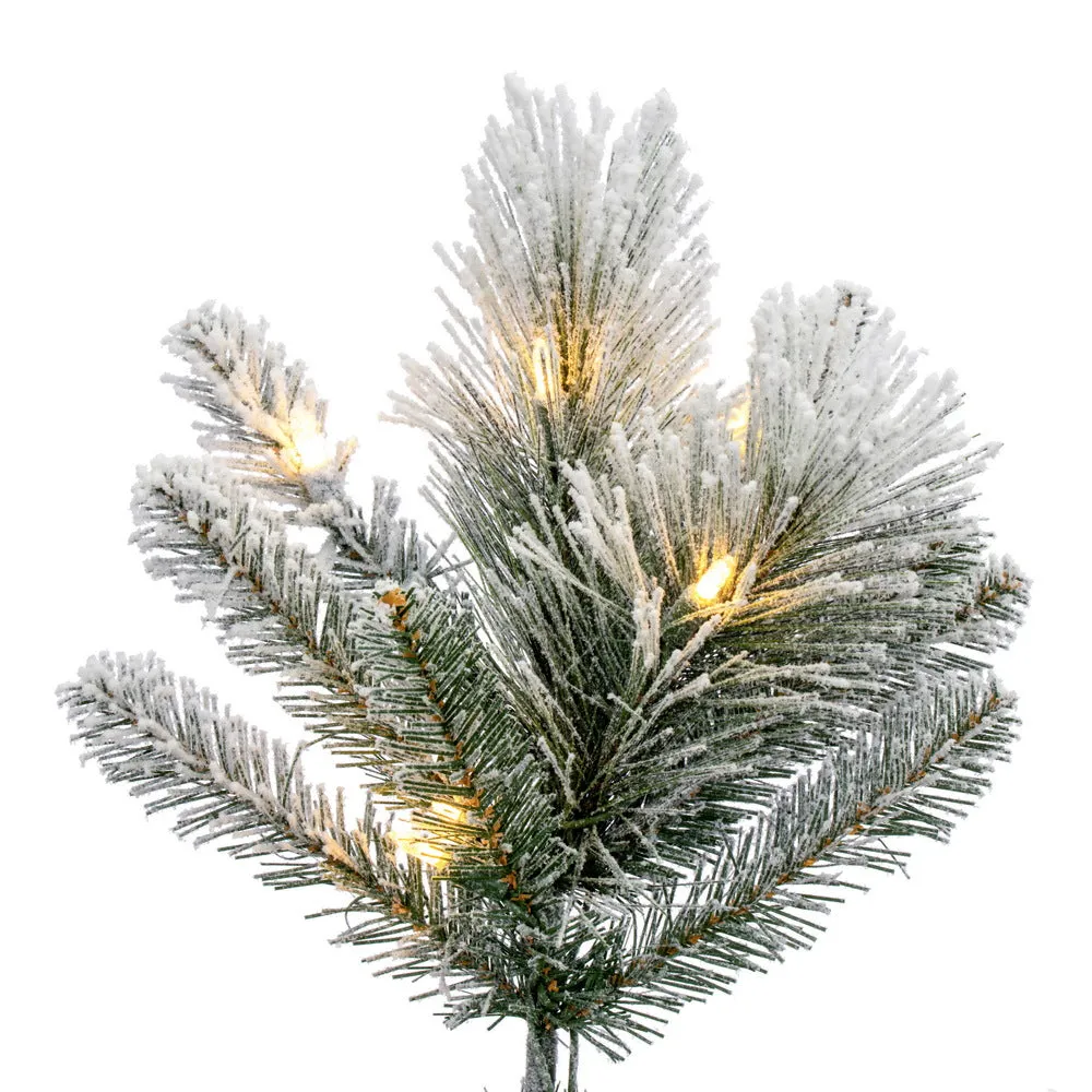 6.5' x 42" Flocked Jackson Pine Artificial Pre-Lit Xmas Tree Warm White Lights.