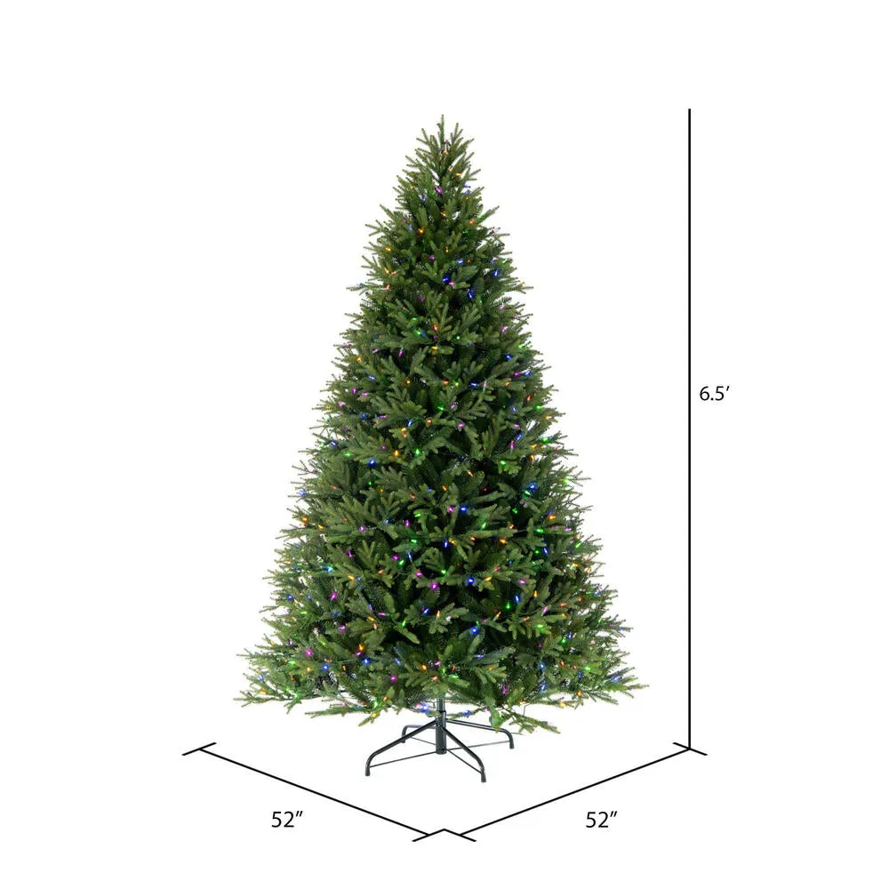 6.5'x52" Tiffany Fraser Fir Artificial Xmas Tree with LED Color Changing Lights