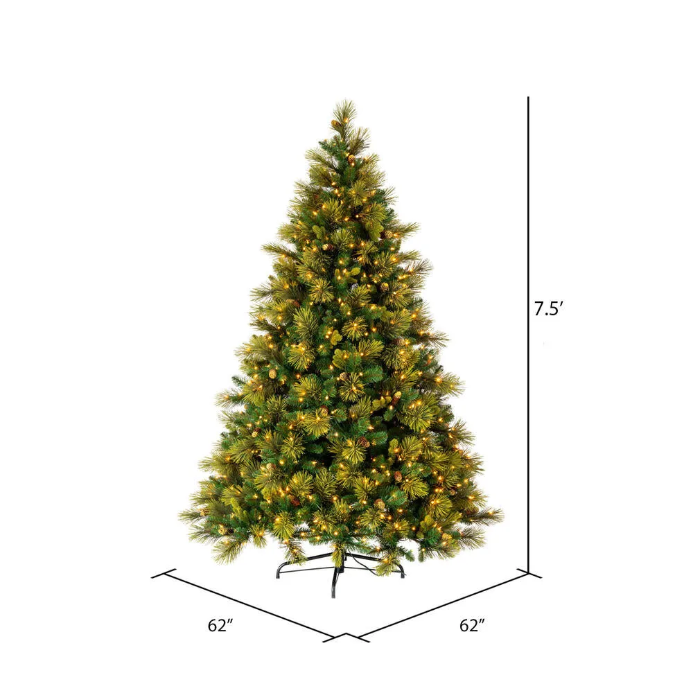 6.5'x56"  Mixed Fir Artificial Xmas Tree Dura-Lit Clear Incandescent Mini Light