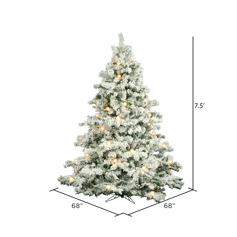 7.5' Flocked Alaskan Pine Artificial Christmas Tree Clear Dura-Lit lights