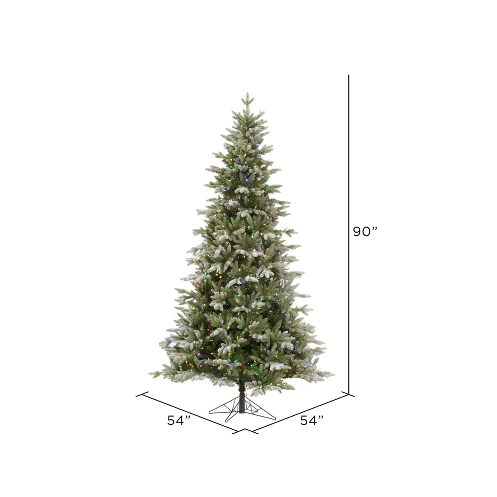 7.5' Frosted Balsam Artificial Christmas Tree Multi-Colored Dura-Lit LED Lights