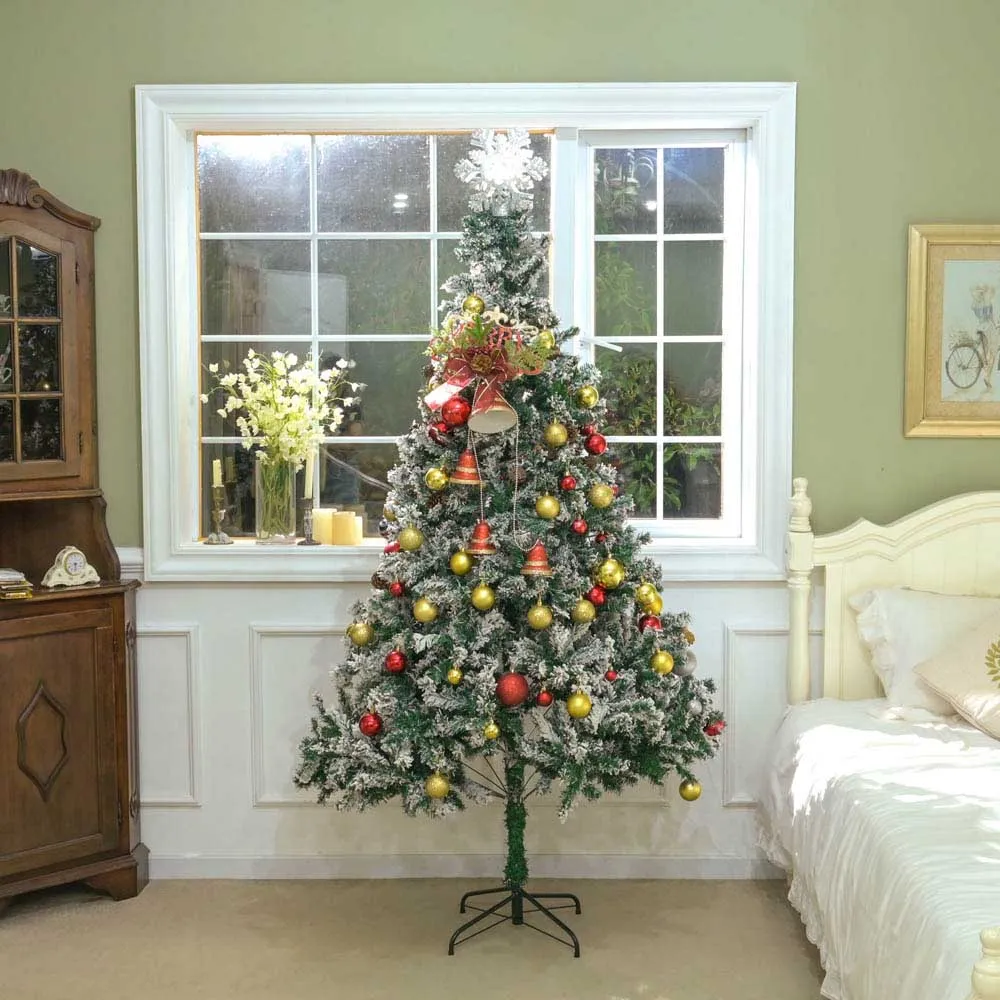 7.5 ft Snow Christmas Tree White Flocked