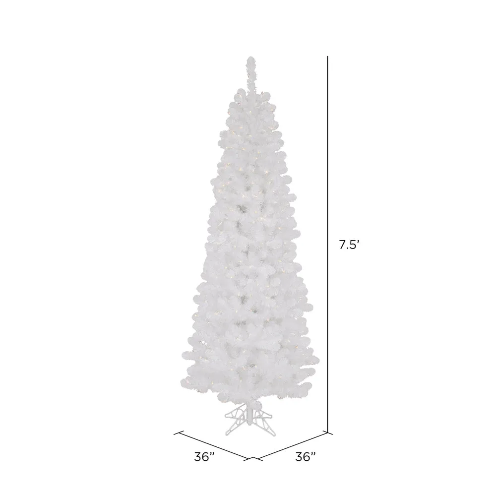 7.5' Pencil Pine Christmas Tree, Clear Dura-lit Incandescent Lights