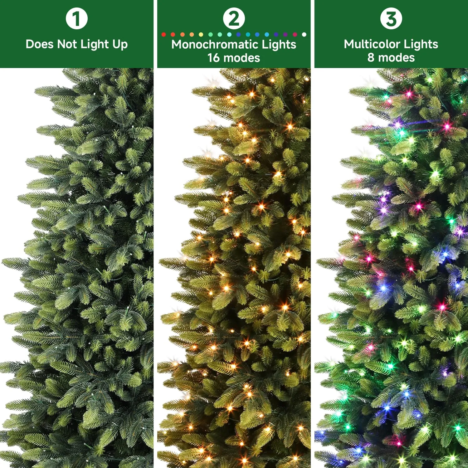 7.5ft Prelit Multi-Color RGB Lights Artificial Hinged Christmas Tree with Remote Control