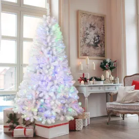 7.5ft Prelit RGB Lights Premium Artificial Hinged White Christmas Tree