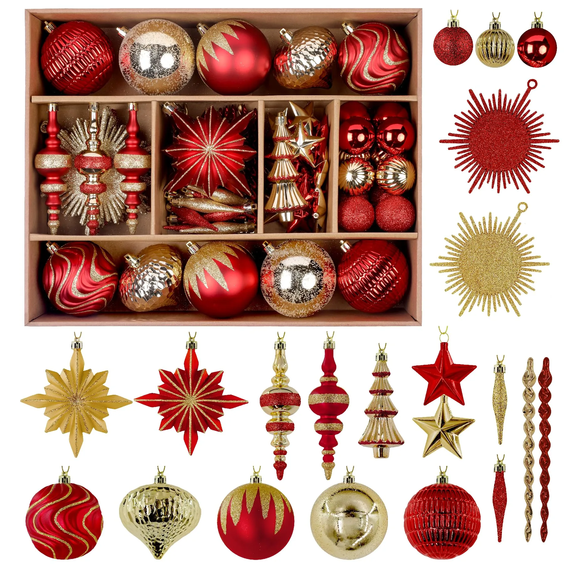 80ct red and gold christmas ball ornaments.