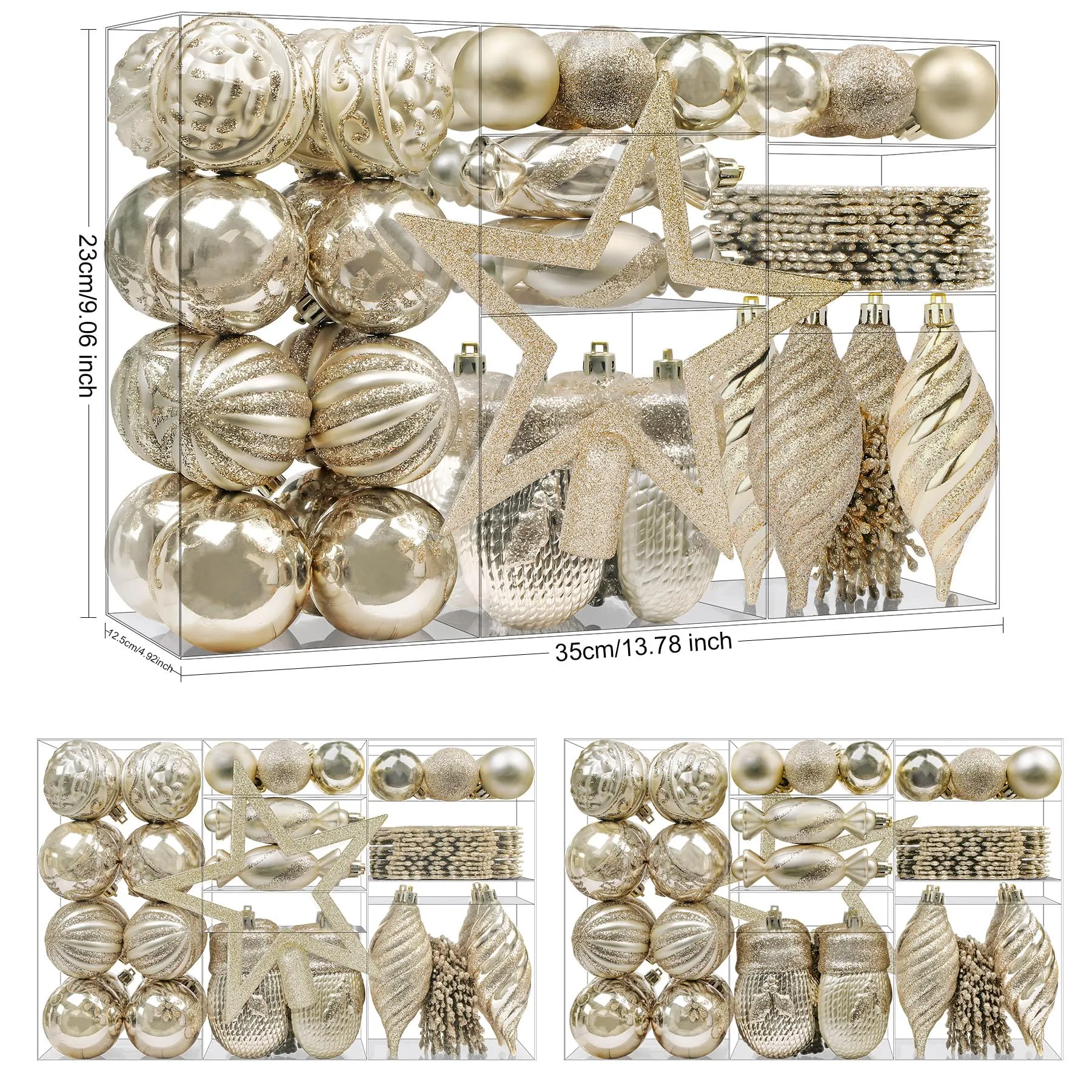 82pcs Christmas Balls Ornaments Set with Hanging Strings