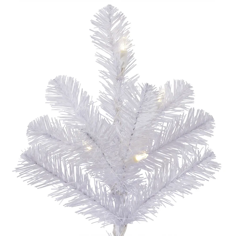 8.5' Crystal White Pine Slim Artificial Christmas Tree Pure White LED Lights