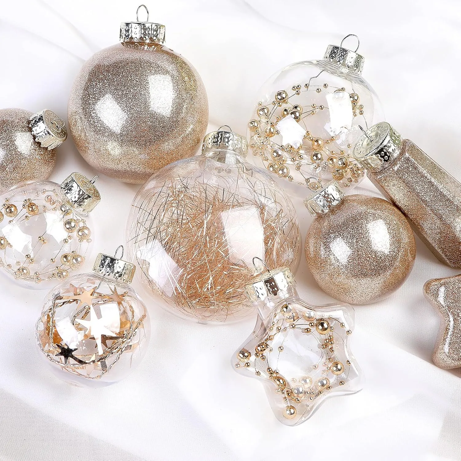 86pcs Christmas Shatterproof Plastic Clear Balls Ornaments Set