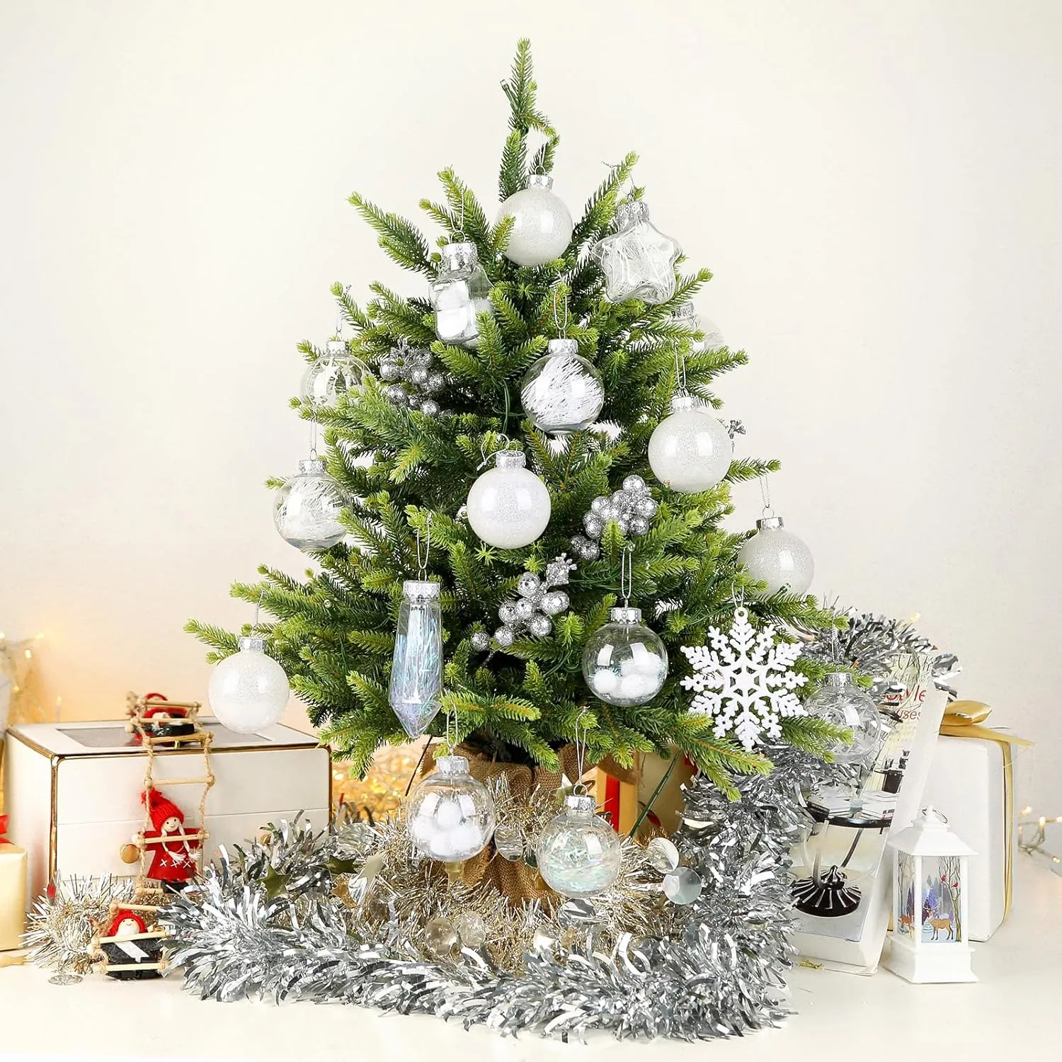 86pcs Shatterproof Plastic Clear Christmas Balls Ornaments Set