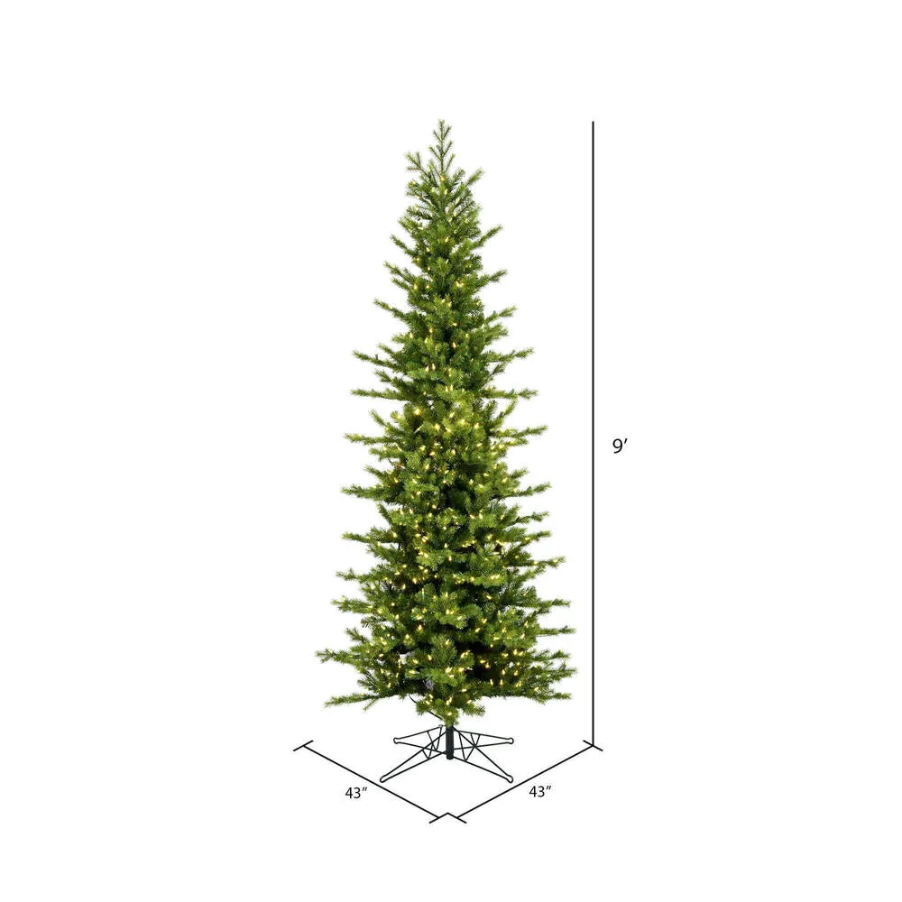 9' x 43" Moutauk Pine Artificial Xmas Pencil Tree with Warm White Dura-lit LED