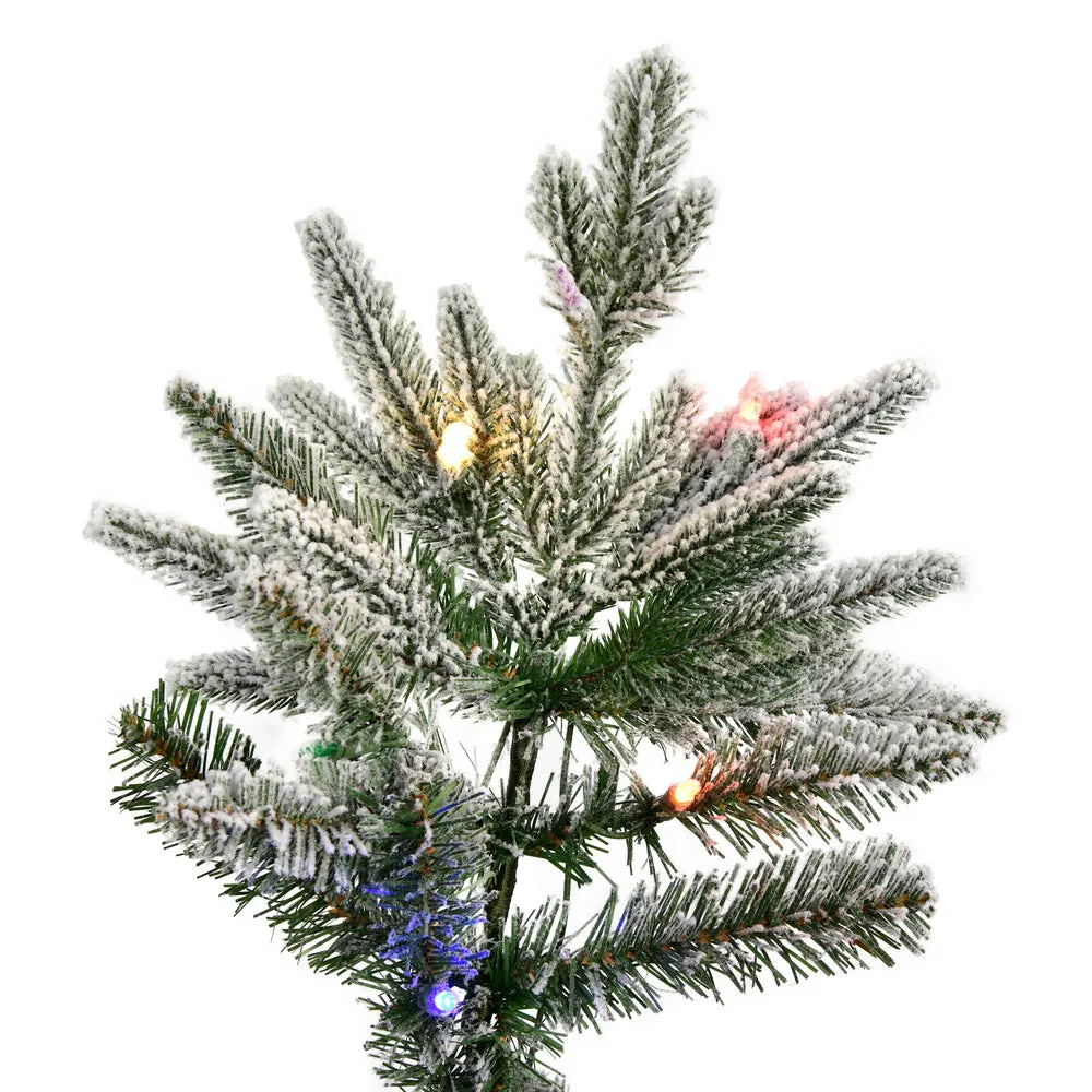 9' x 50" Flocked Vail Pine Artificial Christmas Tree Multi-colored Dura-Lit LED