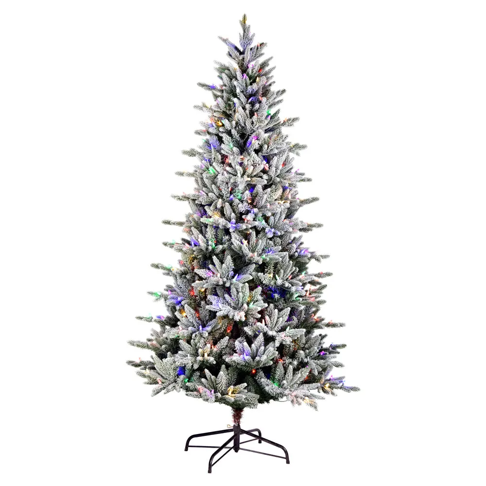 9' x 50" Flocked Vail Pine Artificial Christmas Tree Multi-colored Dura-Lit LED