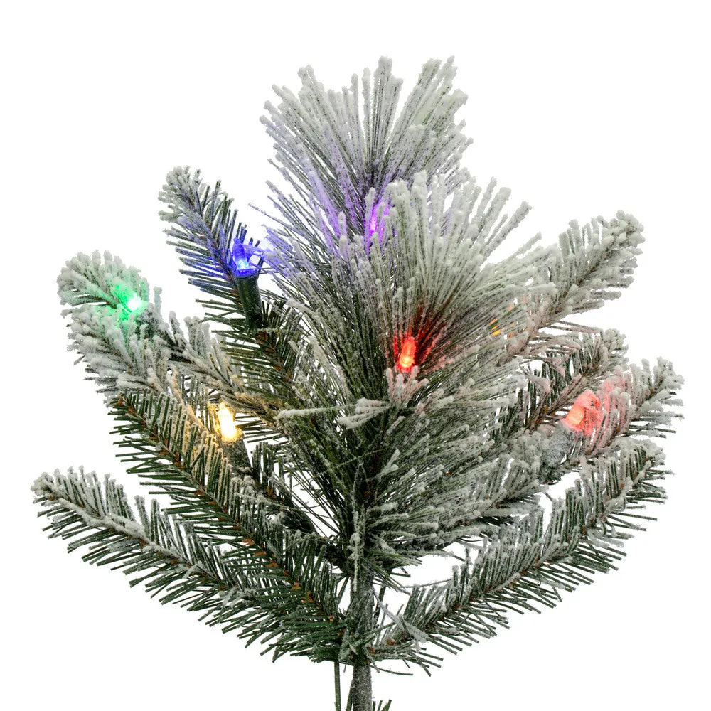 9' x 51" Flocked Jackson Pine Artificial Pre-Lit Christmas Tree Colored Lights.