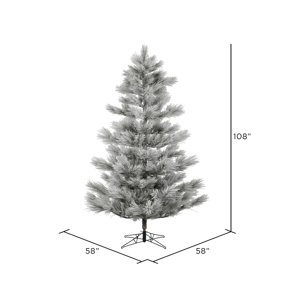 9' x 58" Flocked Alder Long Needle Pine Artificial Christmas Tree Unlit