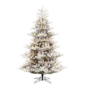 9' x 68" Flocked Hudson Fraser Fir Artificial Xmas Tree LED Warm White Lights