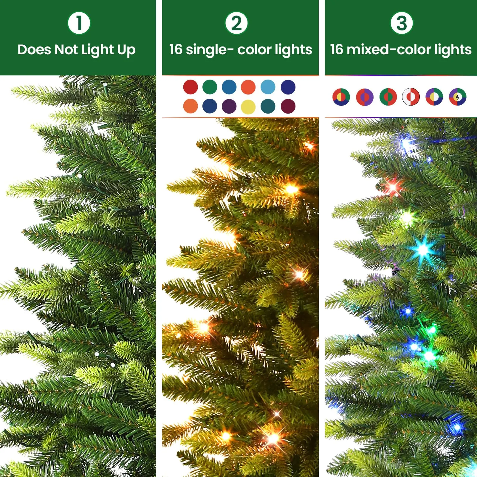 9ft Upgraded Prelit Color Changing RGB Light Artificial Hinged Christmas Tree with Remote Control