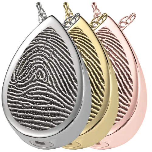 B&B Fingerprint Teardrop Pendant