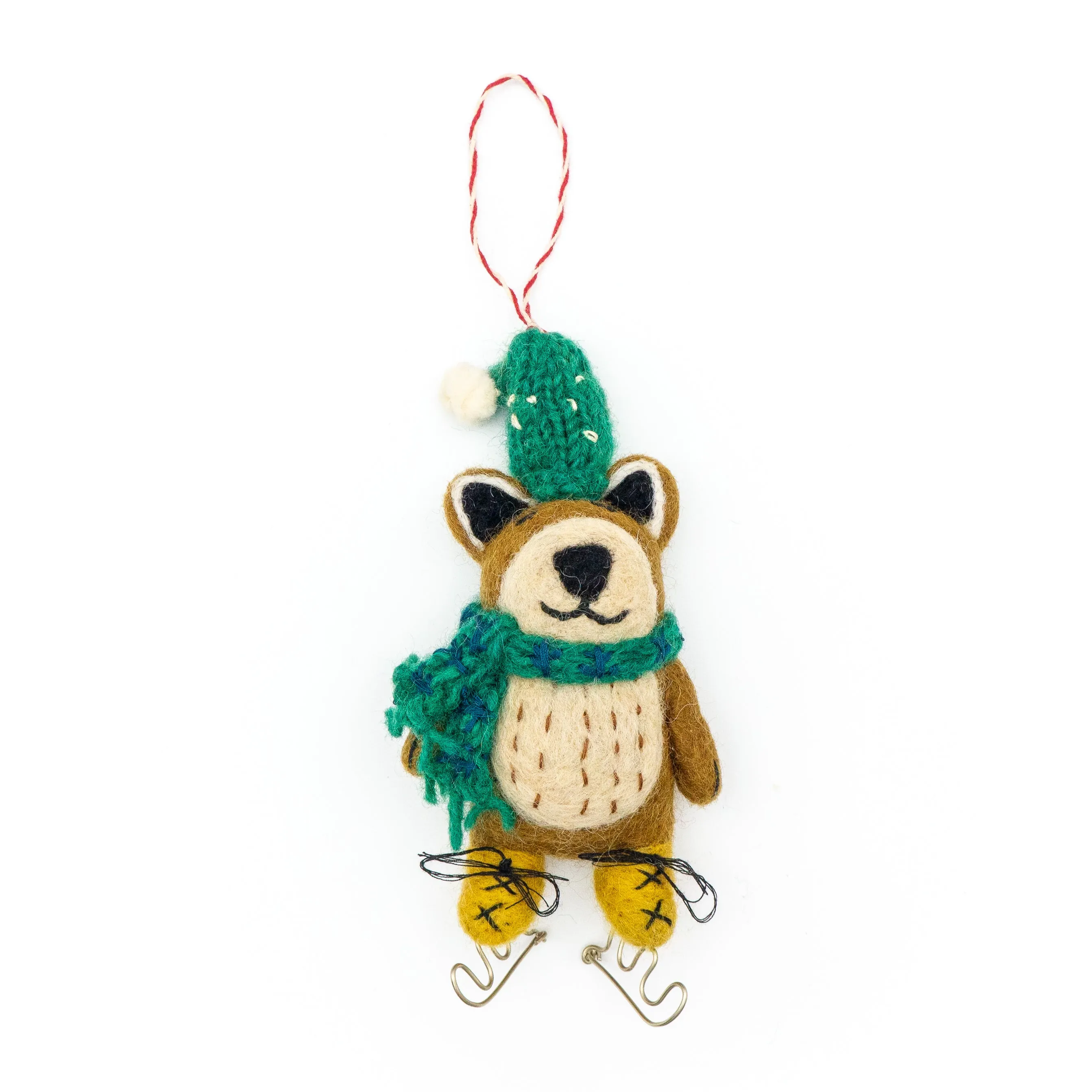 Brown Bear on Skates Eco Ornament