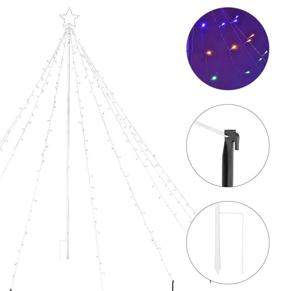 Christmas Tree Light with Pole & Star 9-String