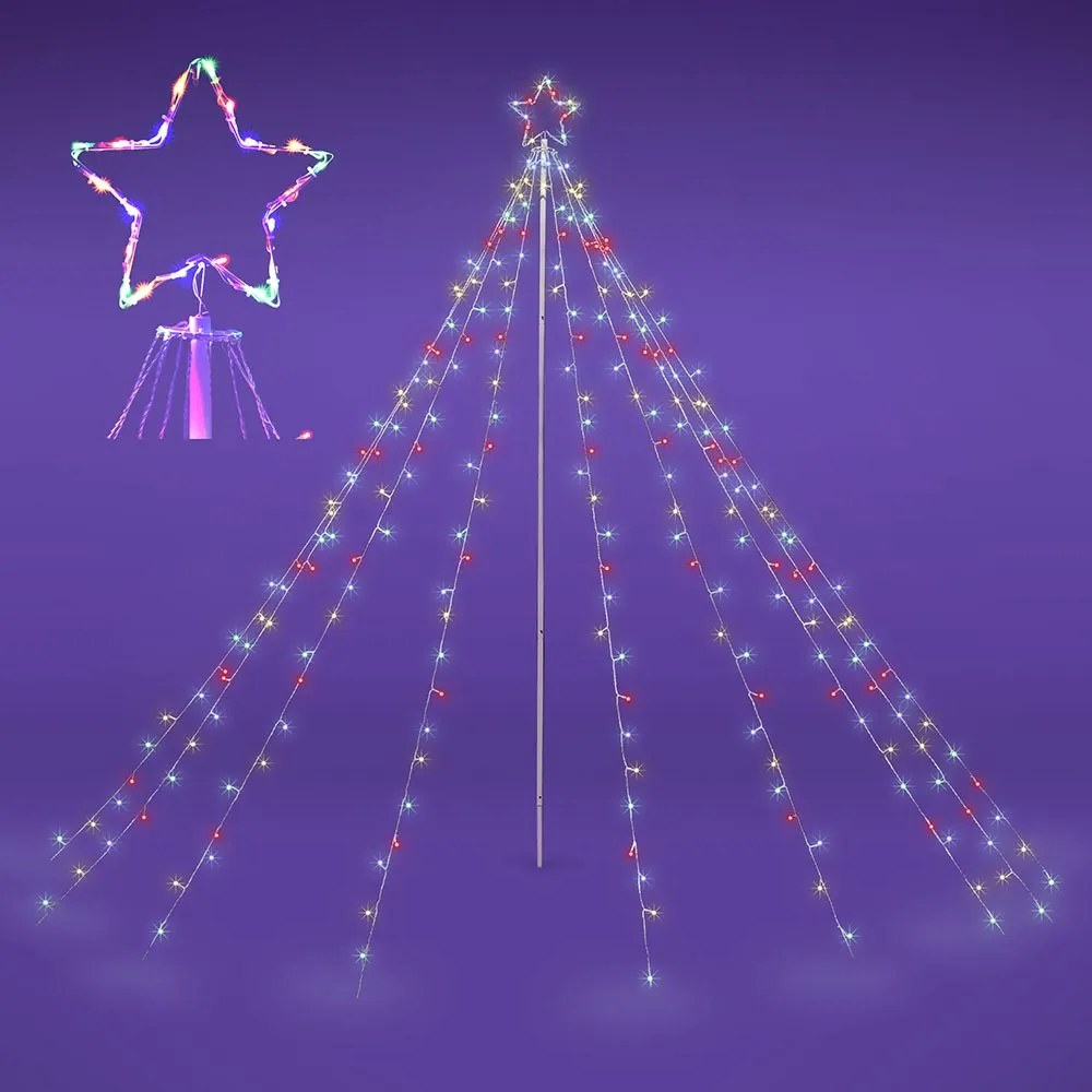 Christmas Tree Light with Pole & Star 9-String