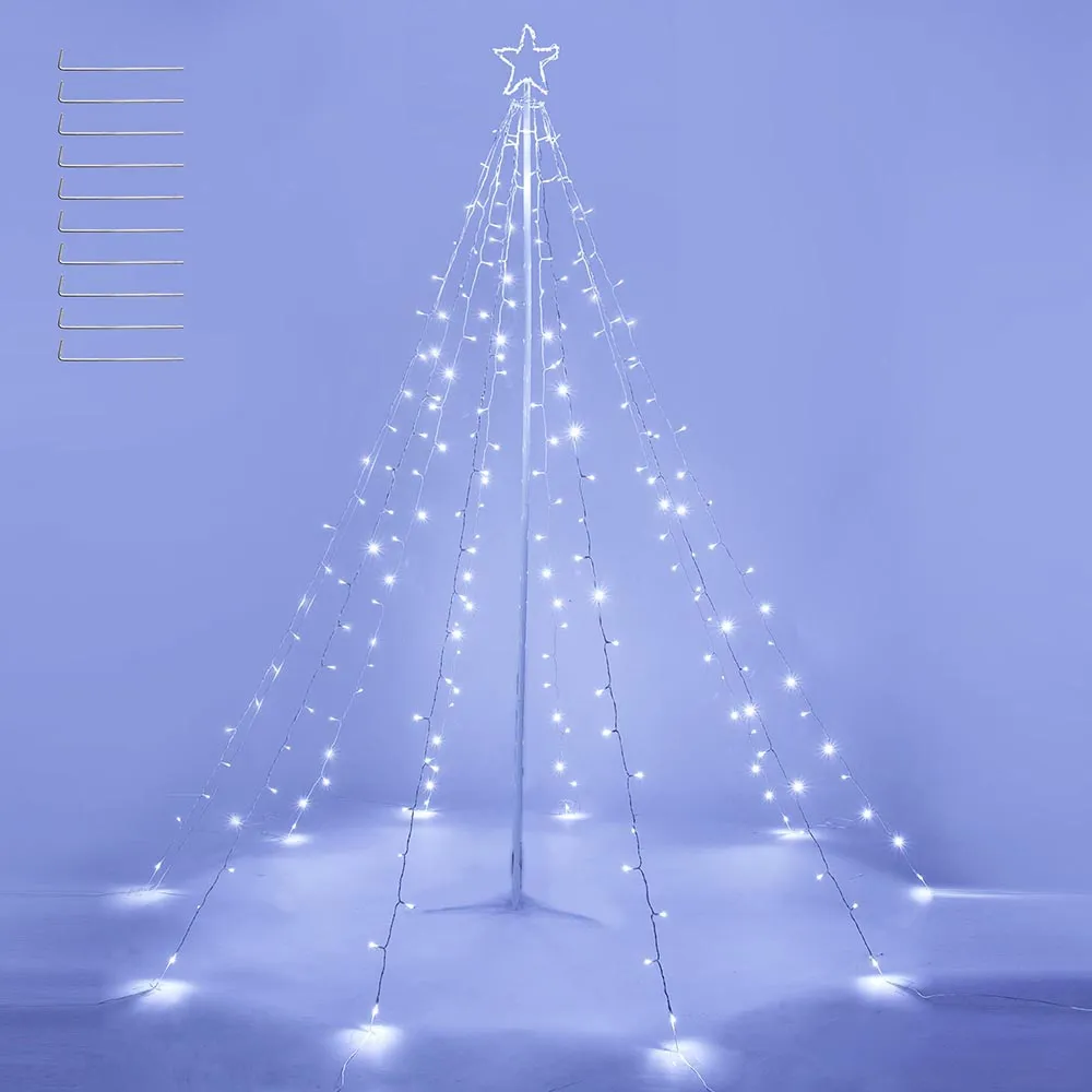 Christmas Tree Light with Pole & Star 9-String