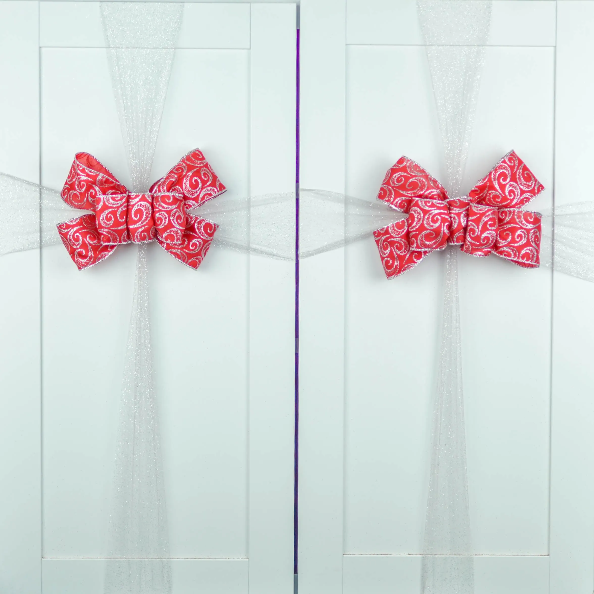 Christmas Tree Topper Bow | Red and Silver Bow | Present Bow