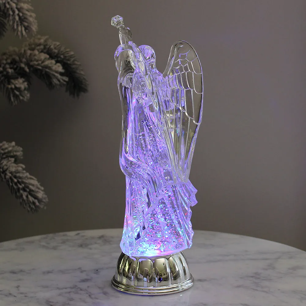 Christmas Water Lantern Sculpted Angel Swirling Confetti LED Light