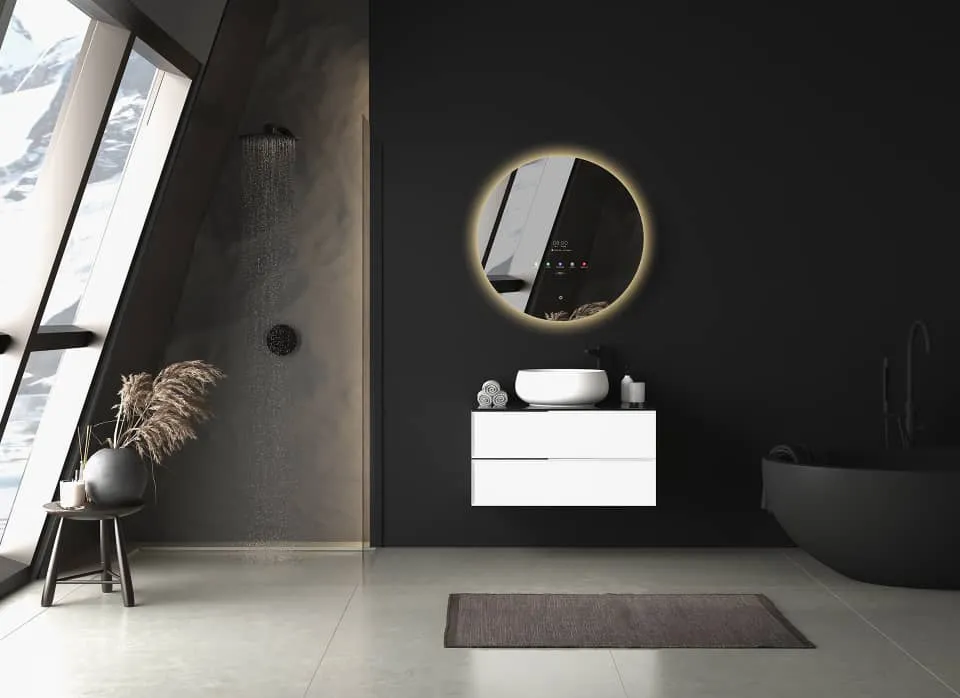 Circle Smart LED Bathroom Mirror Built-in TV screen Android Wi-Fi Bluetooth Intelligent bathroom mirror