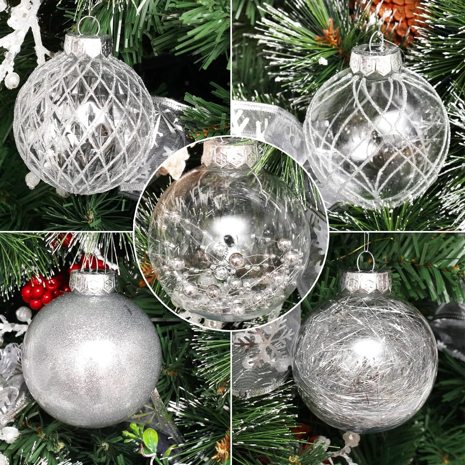 Clear Christmas Ball Ornaments, 30Ct Shatterproof Xmas Ball Decorations for Christmas