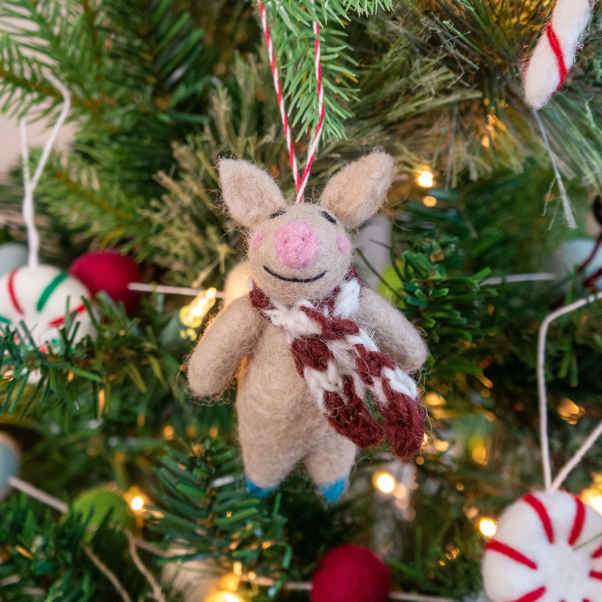 Happy Holiday Pig Eco Ornament