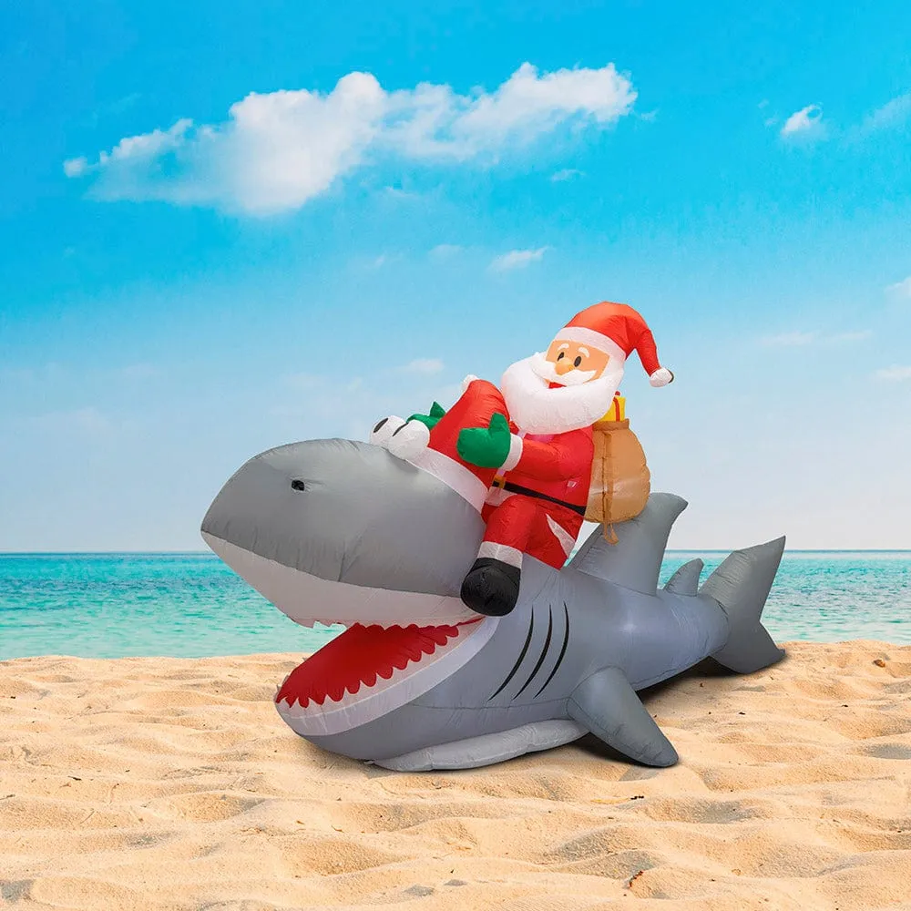 Inflatable Santa Shark Rider Asst (250cm)