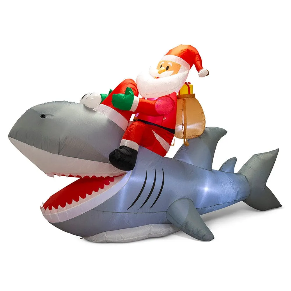 Inflatable Santa Shark Rider Asst (250cm)