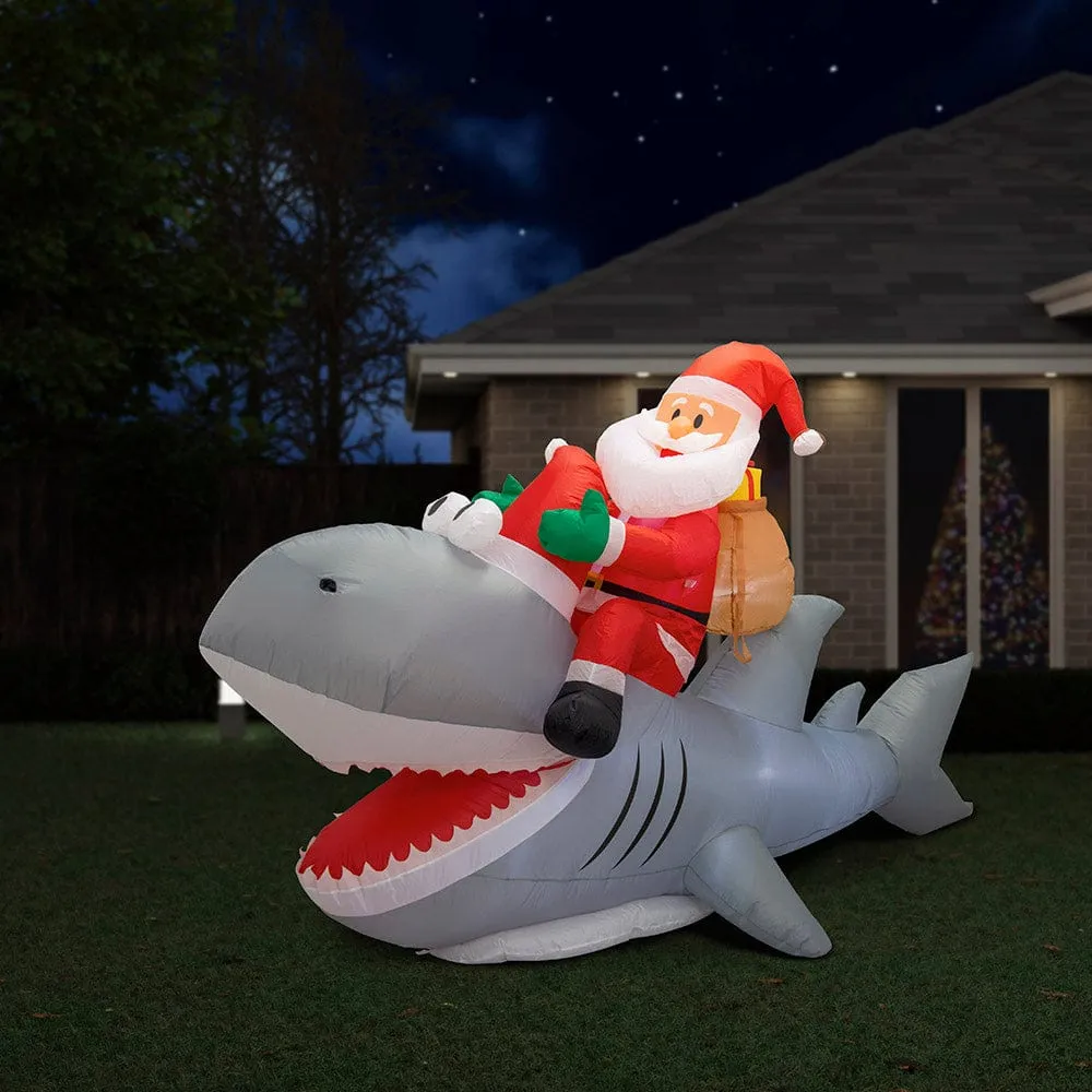 Inflatable Santa Shark Rider Asst (250cm)