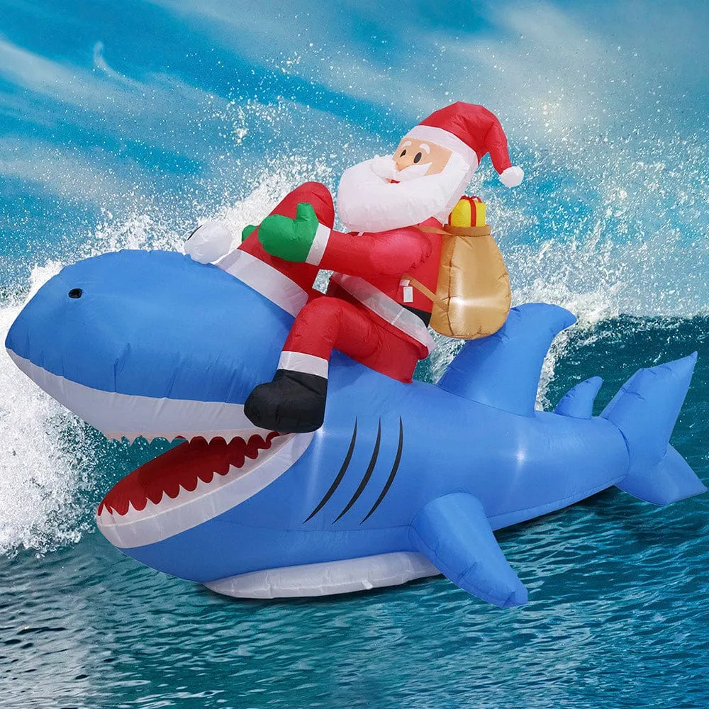 Inflatable Santa Shark Rider Asst (250cm)