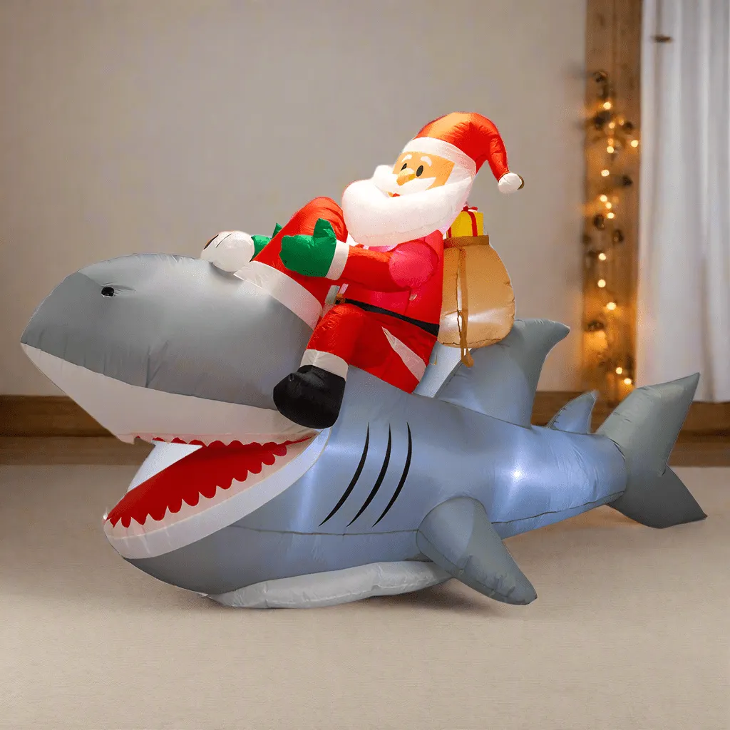 Inflatable Santa Shark Rider Asst (250cm)