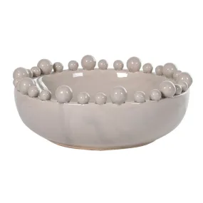 Large Cream Ceramic Bowl with Bobbles on Rim