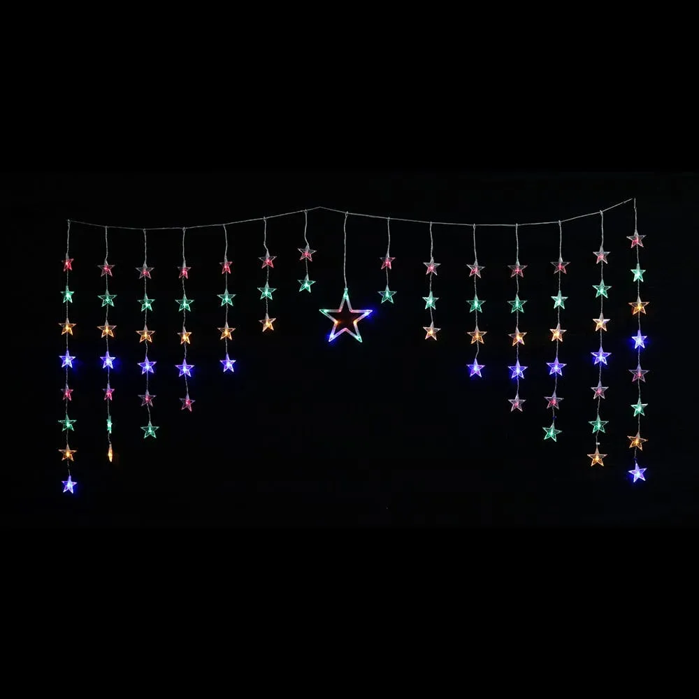 LED Flashing Multicolour Star Curtain (2m)