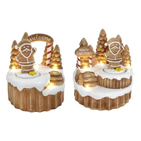 LED Musical Gingerbread Tree Scene Asst