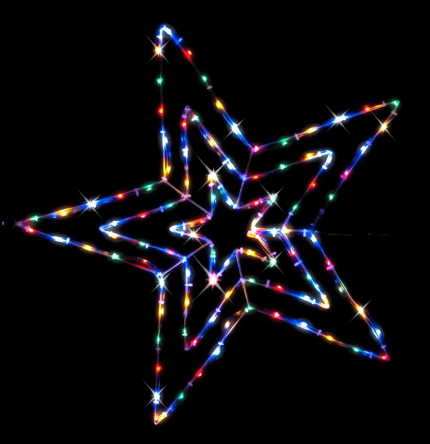 LED Solar Flashing Tubelight 3D Star Multicolour