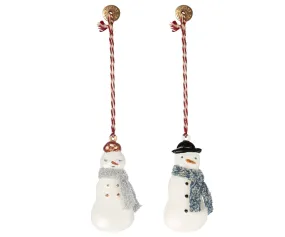 Maileg Metal Snowmen Ornament Set of Two