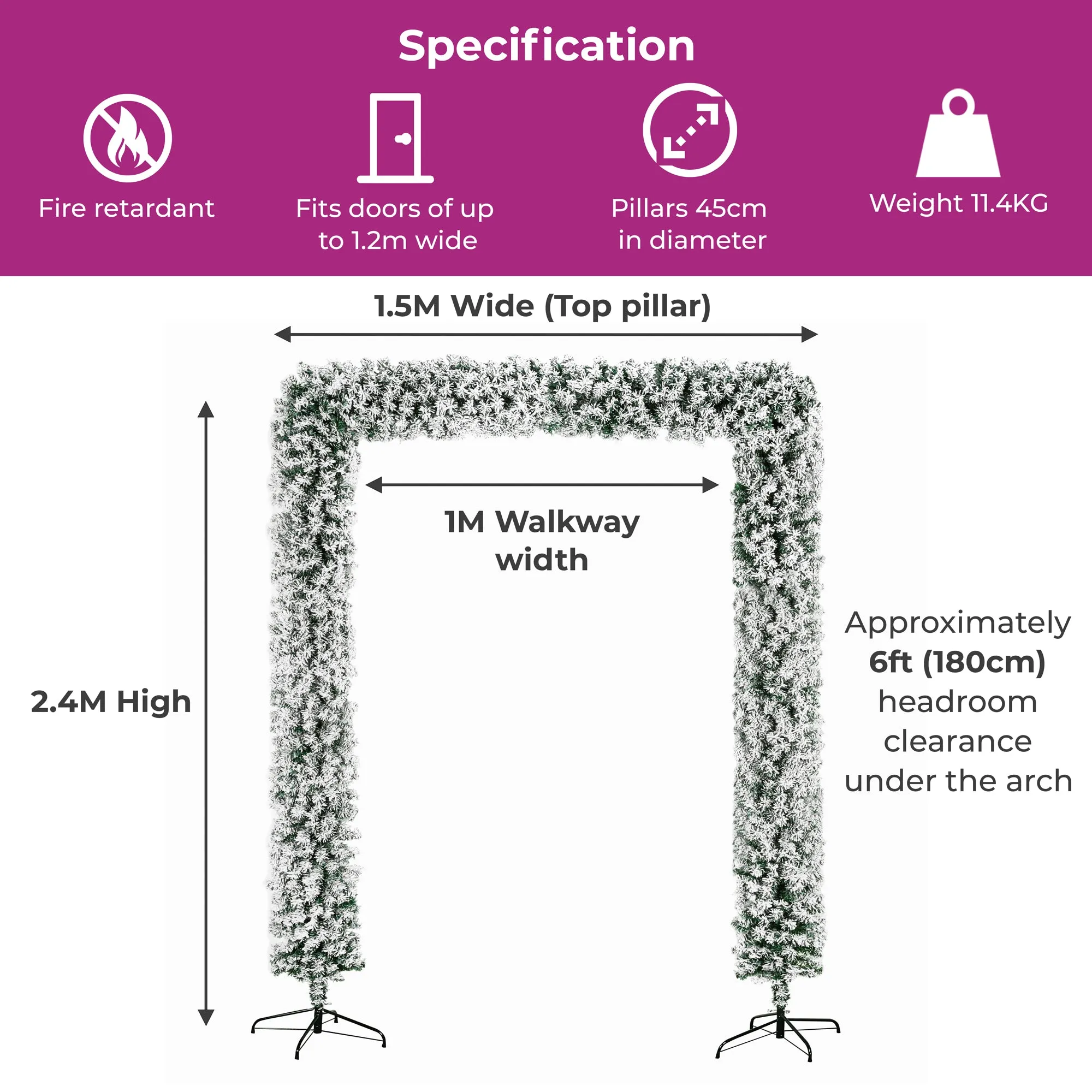 Neo Single 2.4m Christmas Arch Tree Garland Doorway