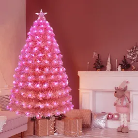 Pink Christmas Fibre Optic Tree Star Decor 8-Mode Ultra-Bright Lights