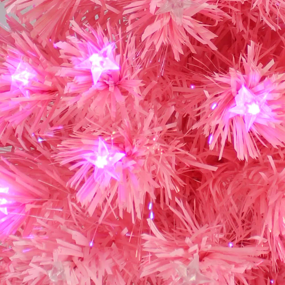 Pink Christmas Fibre Optic Tree Star Decor 8-Mode Ultra-Bright Lights