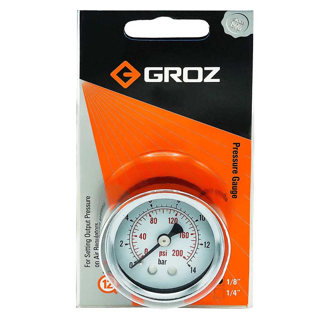 Pressure Gauge 1/8" NPT Dual Scale PSI/bar, Back Mount 0-14 PSI Range  /- 5%