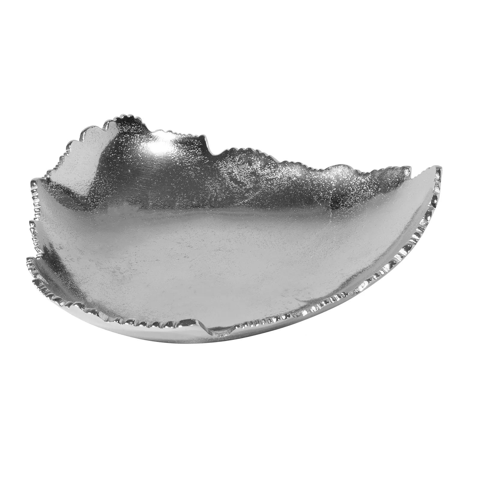 Red Co. 12” Decorative Antique Silver Allure Torn Hammered Metal Centerpiece Bowl with Sculpted Edges