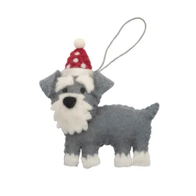 Schnauzer in Christmas hat decoration