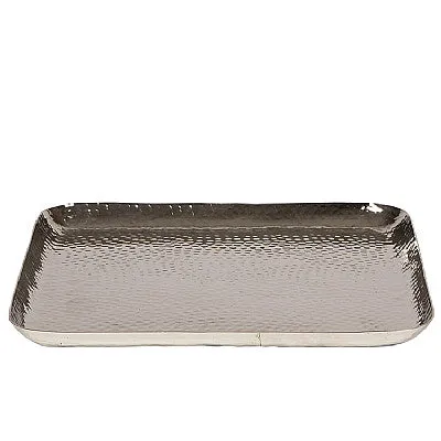 Shiny Hammered Nickel Candle Tray Plate - Square - Three Sizes