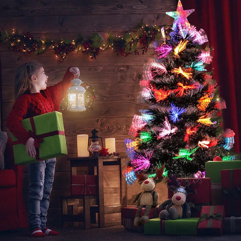 Snowy White Tipped Christmas Tree Pre-Lit Fibre Optic Flashing Lights