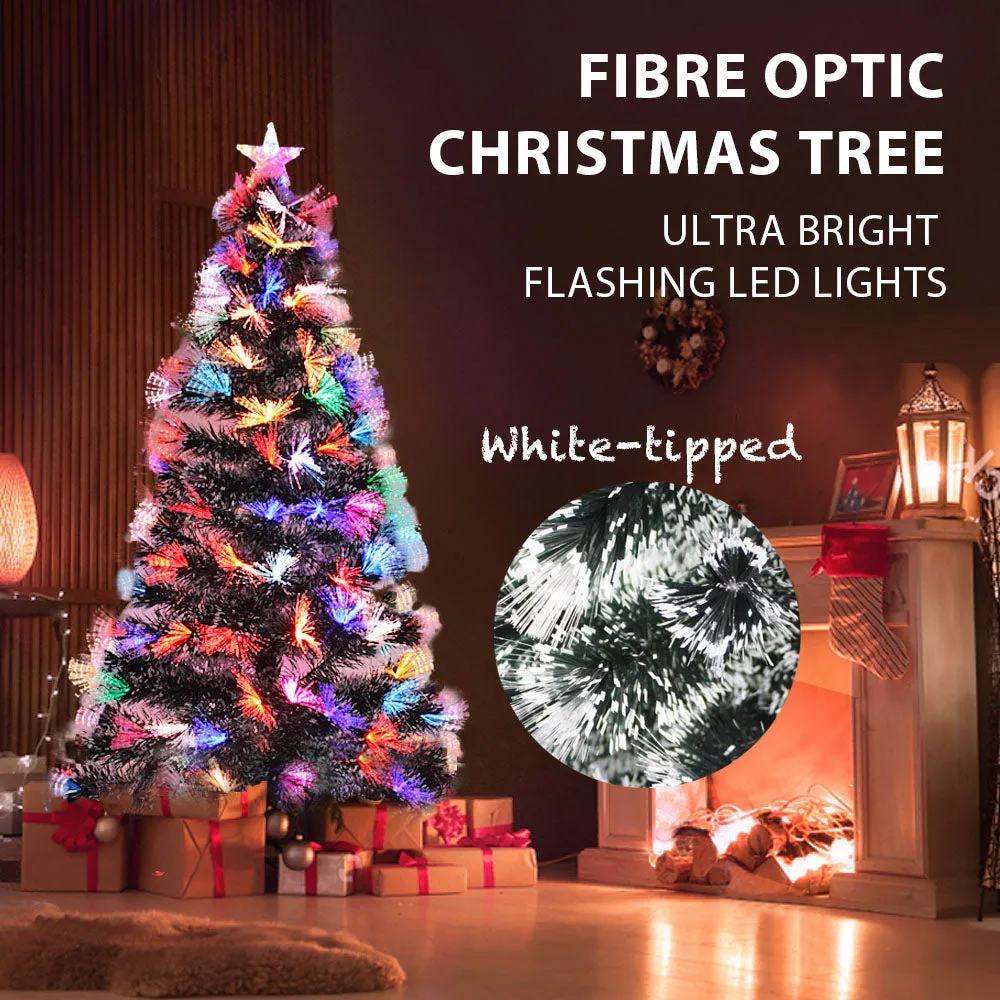 Snowy White Tipped Christmas Tree Pre-Lit Fibre Optic Flashing Lights